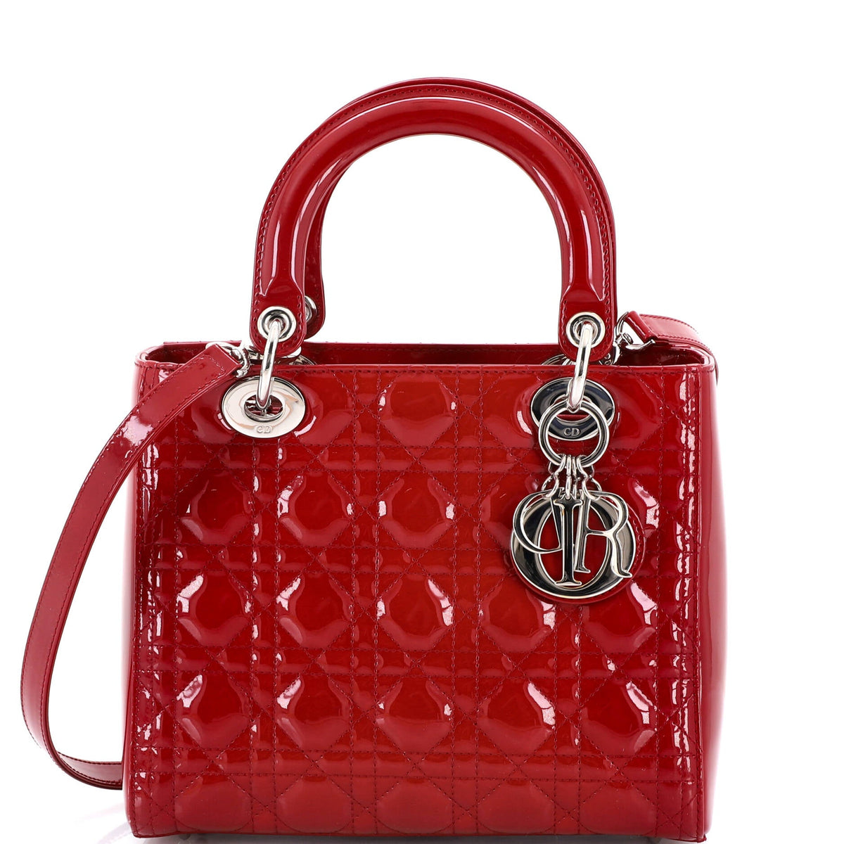 Christian Dior Lady Dior Bag Cannage Quilt Patent Medium