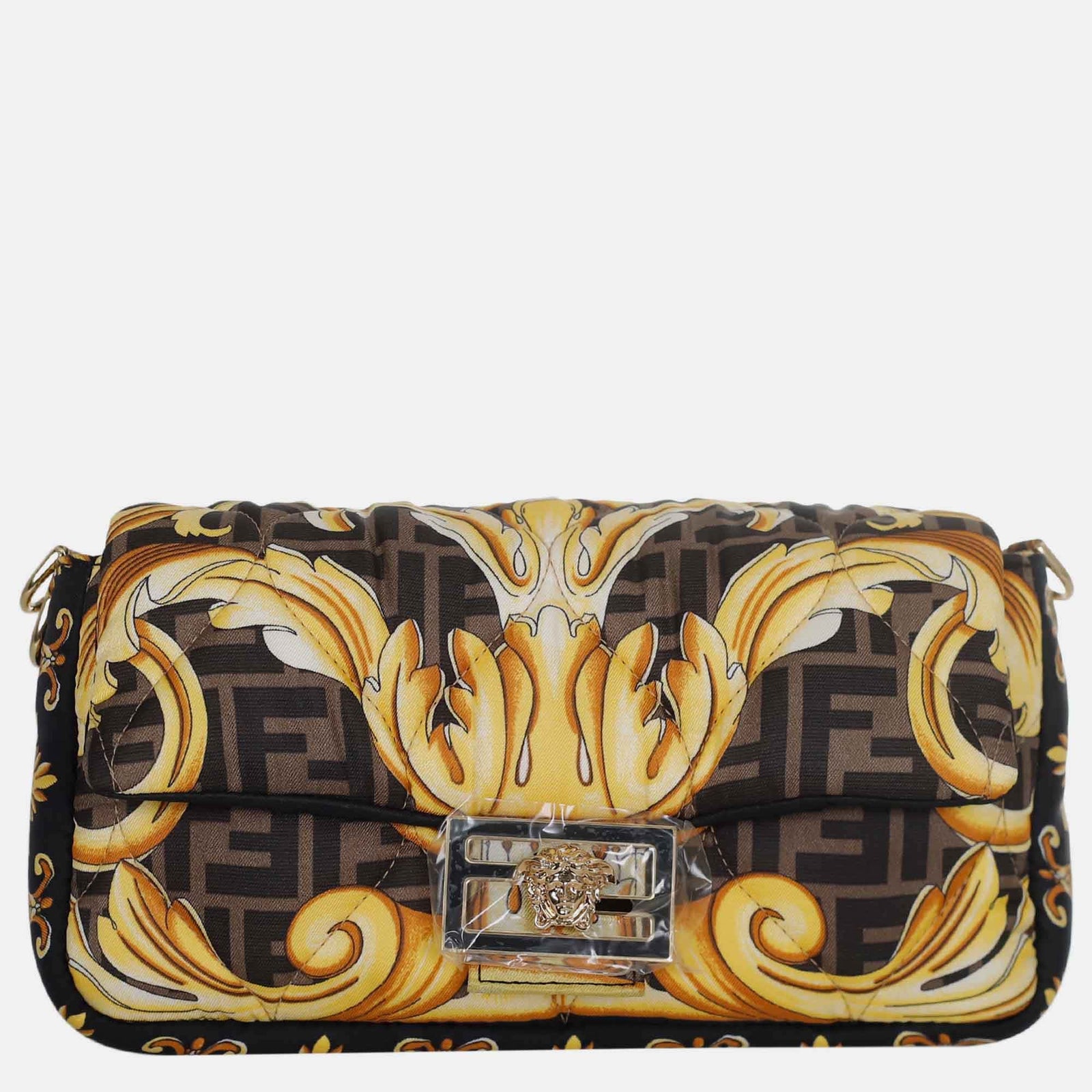 Fendi x Versace Brown/ Gold Fendace Baguette Bag