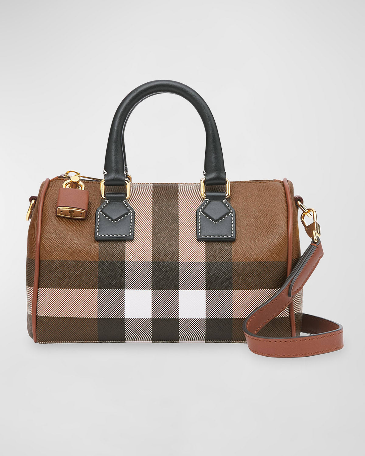 Burberry Bowlingtasche mit Henkel aus kariertem E-Canvas