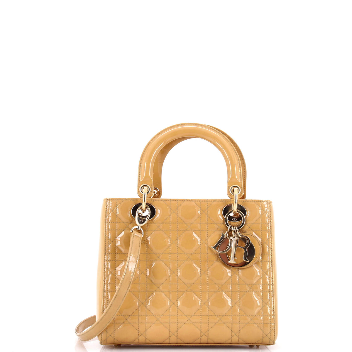 Christian Dior Lady Dior Bag Cannage Quilt Patent Medium