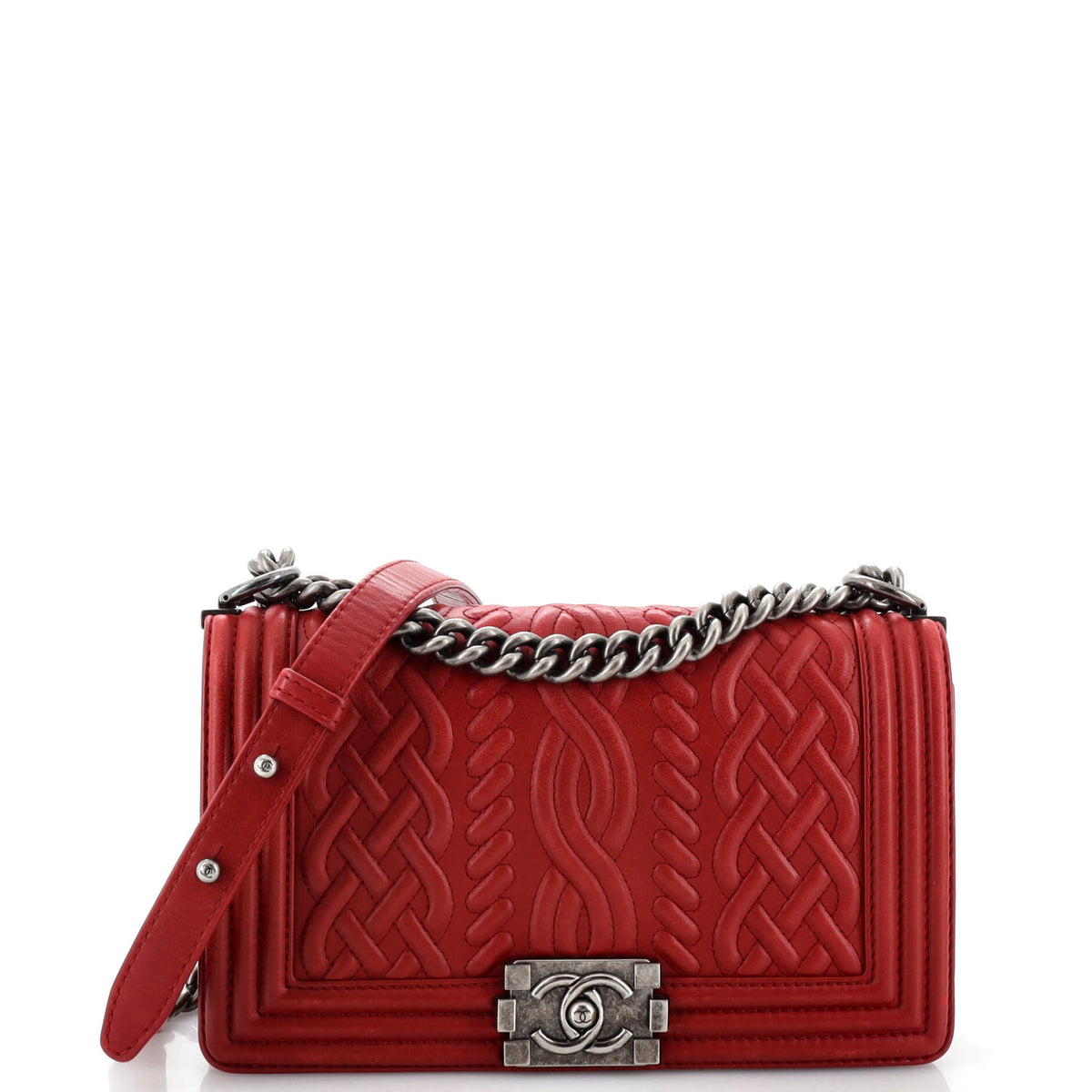 Chanel CHANEL Paris-Edinburgh Boy Flap Bag Celtic Knot Embossed Calfskin Old Medium