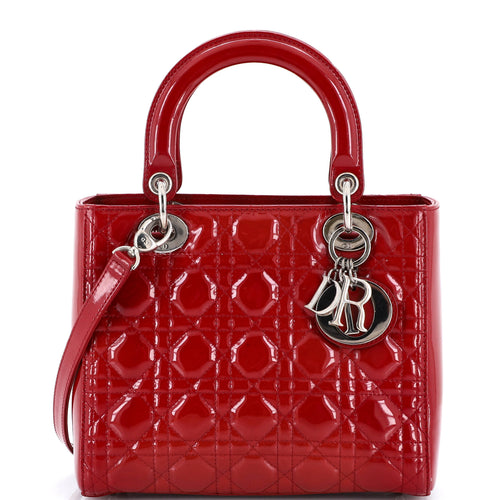 Lady Dior Bag Cannage Quilt Patent Medium