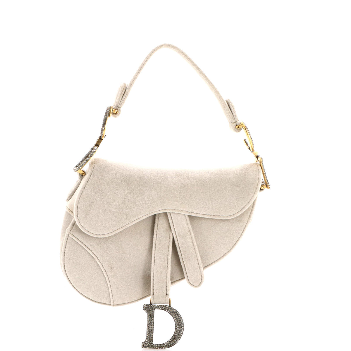 Christian Dior Saddle Handbag Velvet with Crystals Mini
