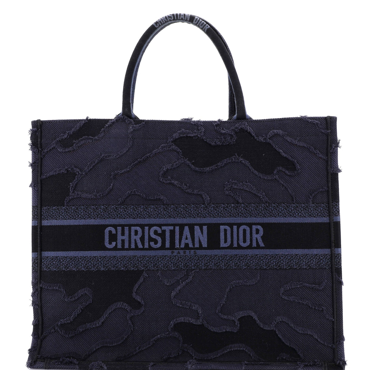 Christian Dior Book Tote Camouflage Embroidered Canvas Large