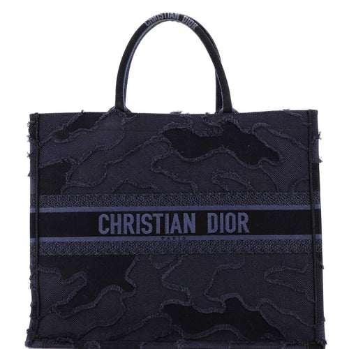 Book Tote Camouflage Embroidered Canvas Large