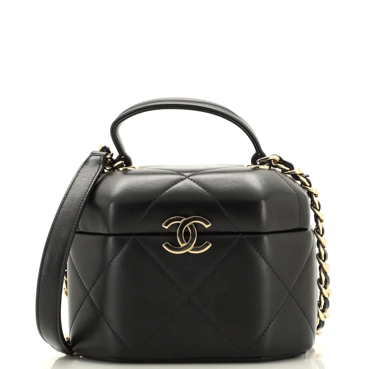 Chanel CHANEL Octagon Top Handle Vanity Case Quilted Lambskin Small