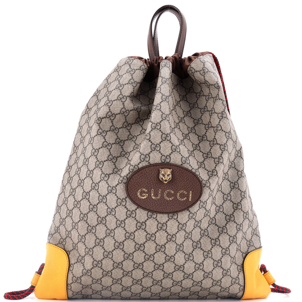 GUCCI Neo Vintage Drawstring Backpack GG Coated Canvas Large