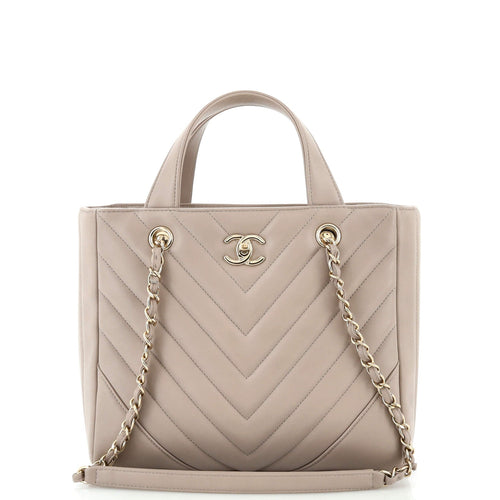 CHANEL Statement Shopping Tote Chevron Calfskin Small