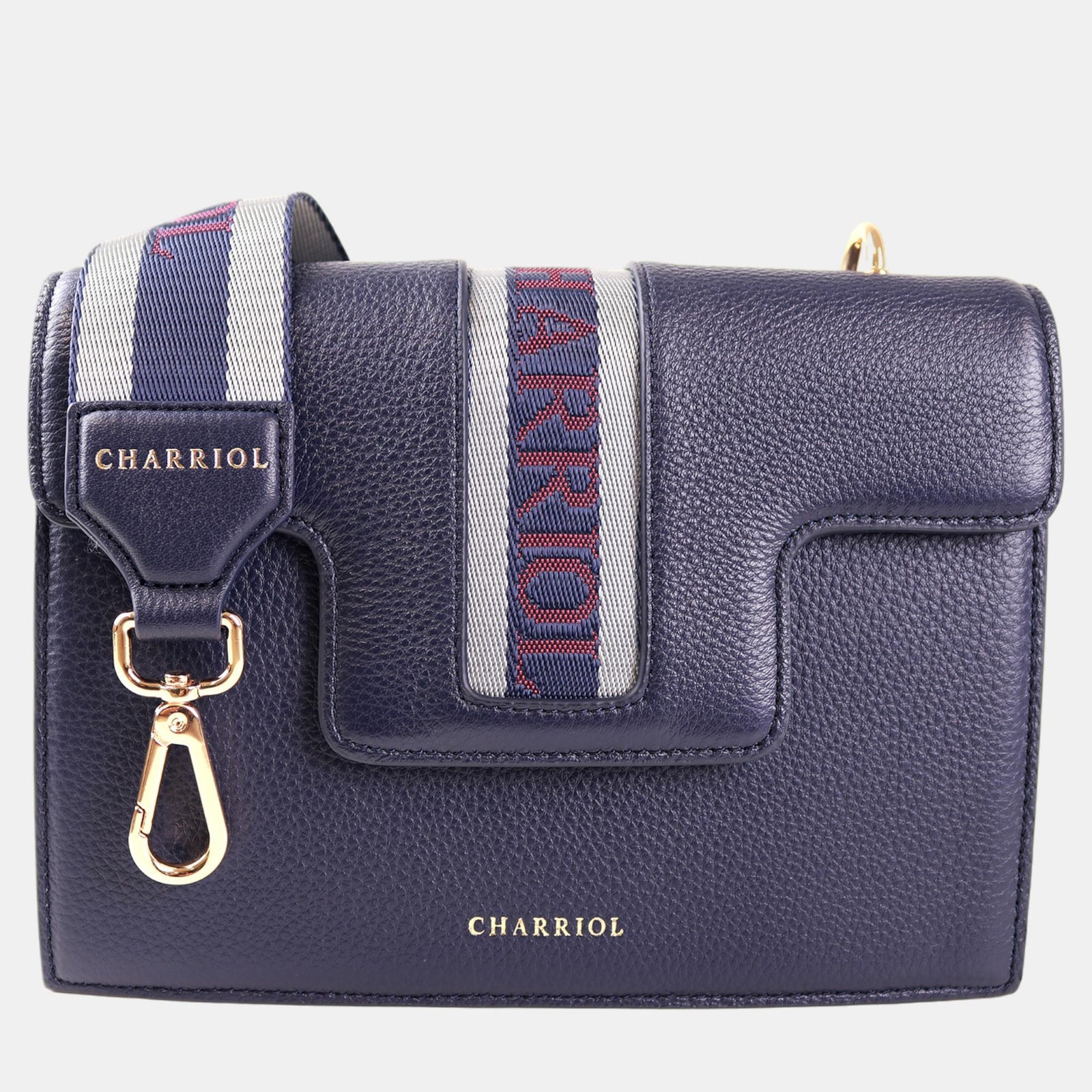 Charriol Dark Blue Leather Deauville Crossbody