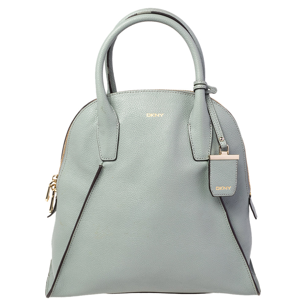 DKNY Sacoche à dôme en cuir bleu poudré DKNY