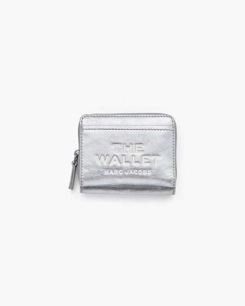 Marc Jacobs The Metallic Leather Mini Compact Wallet in Metallic Silver
