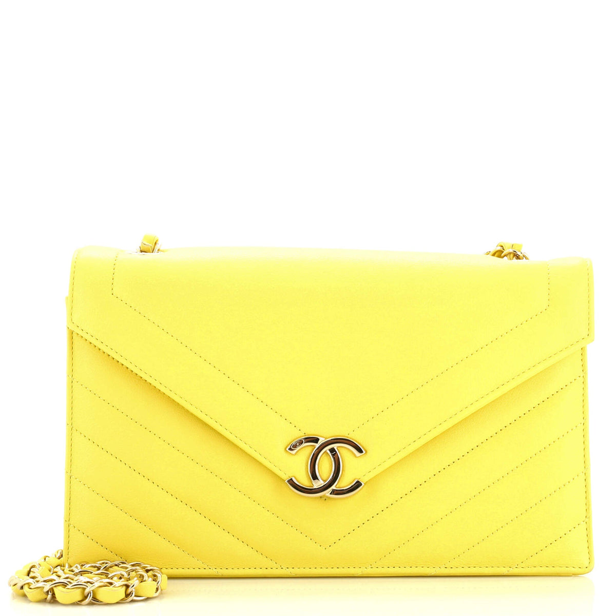 Chanel CHANEL Envelope Flap Bag Chevron Calfskin Medium