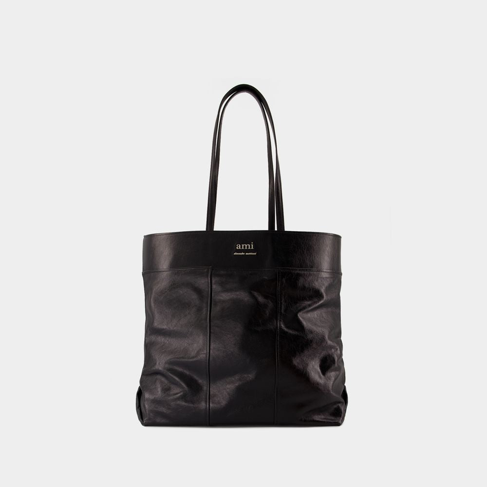 Ami Paris North South Shopper Bag in Black | ULL145.AL0051 Color 001