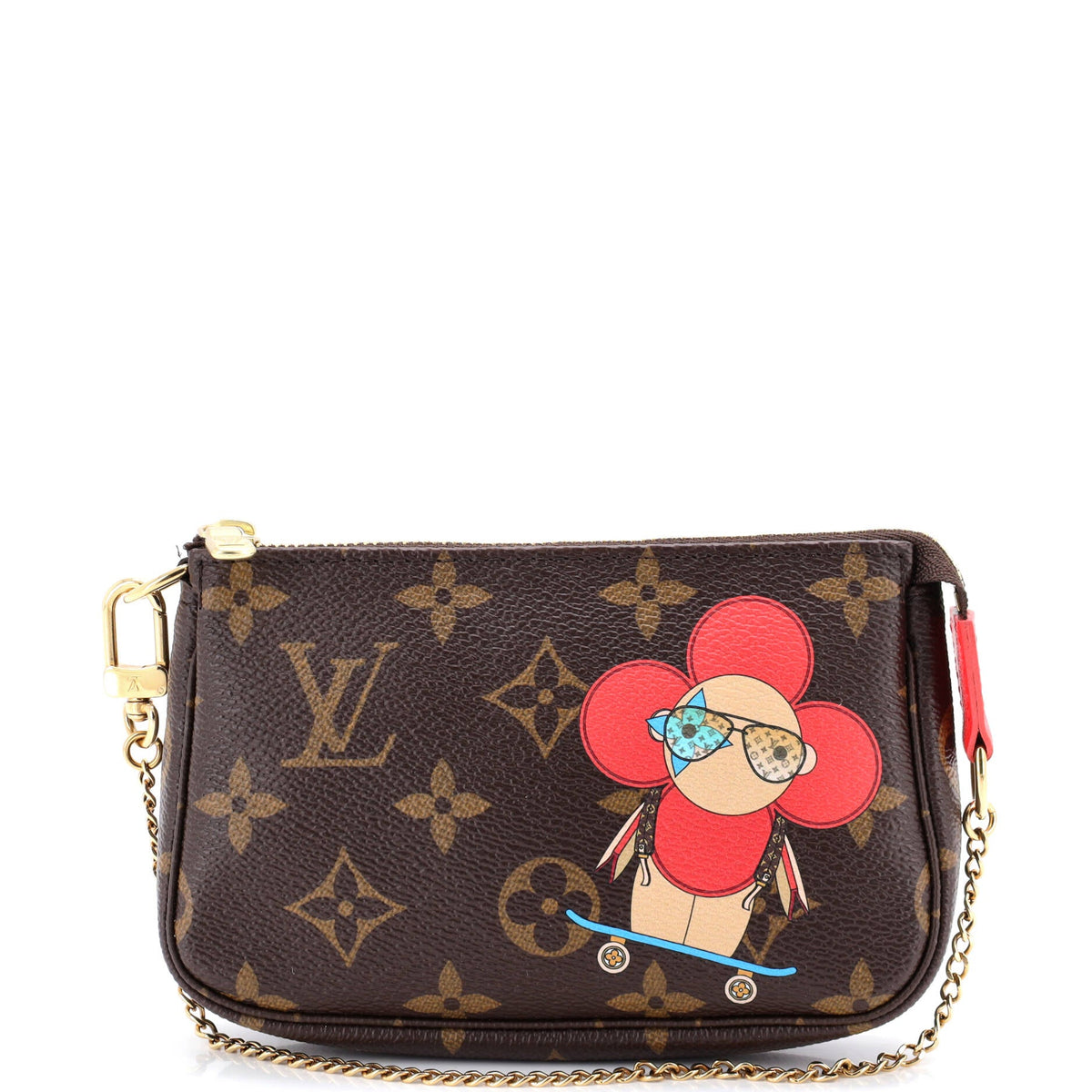 Louis Vuitton Pochette Accessoires Limited Edition Vivienne Xmas Monogram Canvas Mini