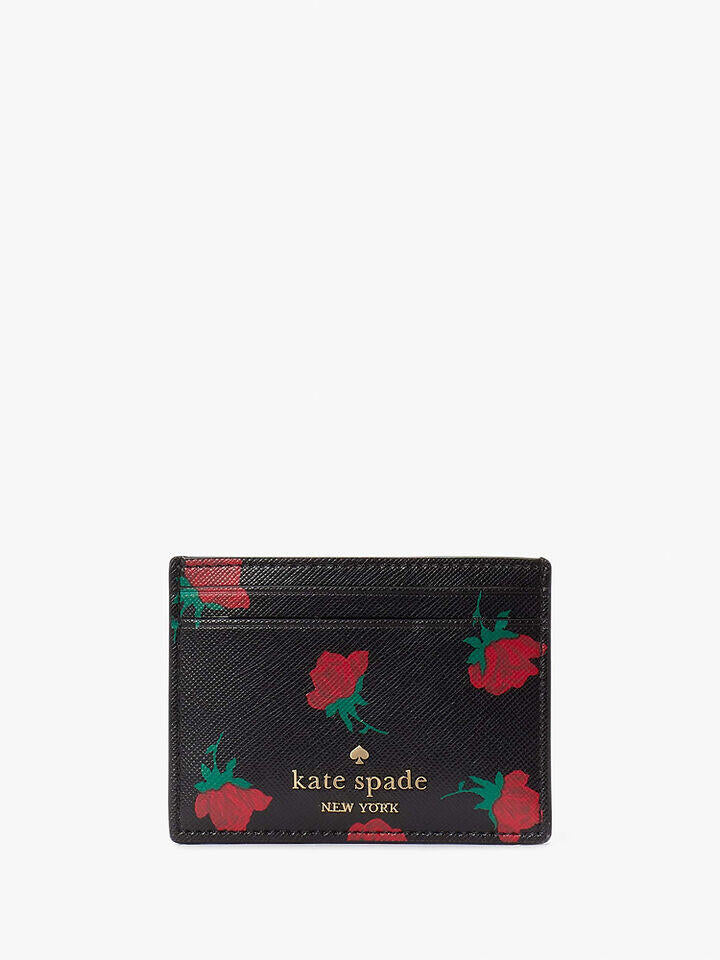 Kate Spade Au Madison Ditsy Rose Toss Printed Small Slim Card Holder