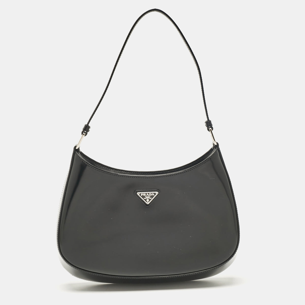 Prada Black Glossy Leather Cleo Hobo