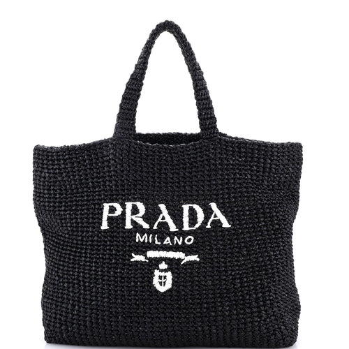 PRADA Logo Tote Raffia Large