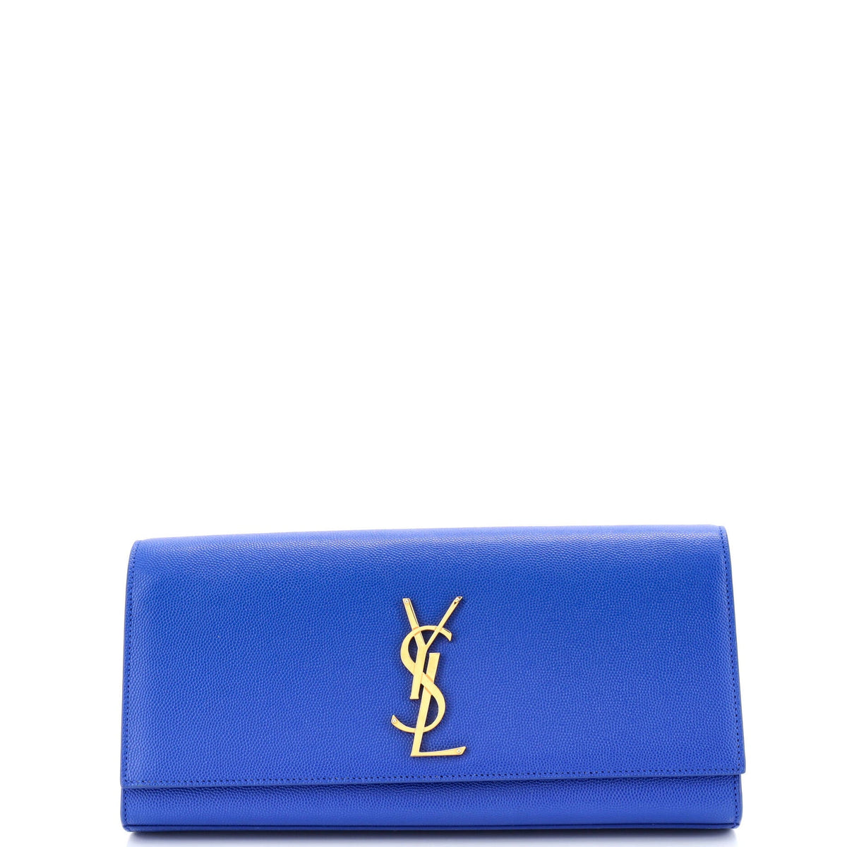 Saint Laurent Classic Monogram Clutch Metallic Calfskin Long