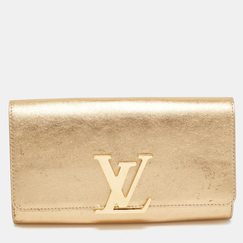 Gold Leather Louise Clutch