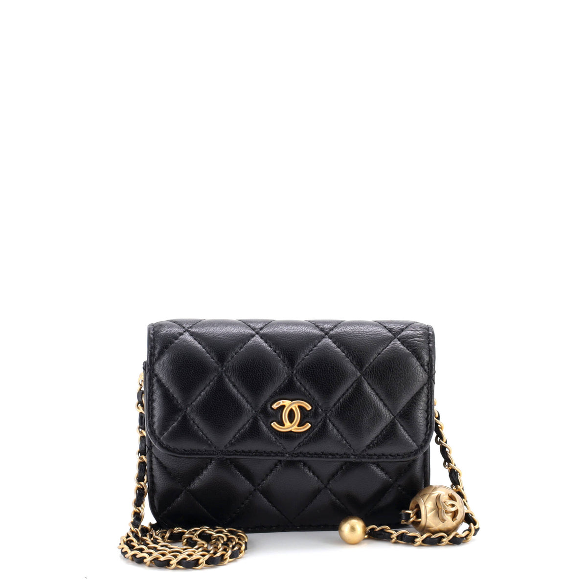 Chanel CHANEL Pearl Crush Flap Clutch with Chain Quilted Lambskin Mini