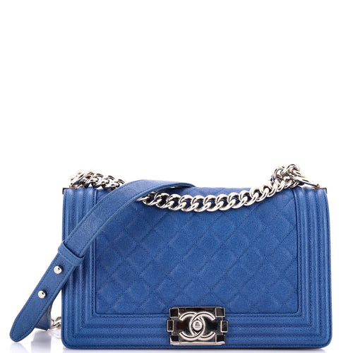 CHANEL Boy Flap Bag Quilted Caviar Old Medium