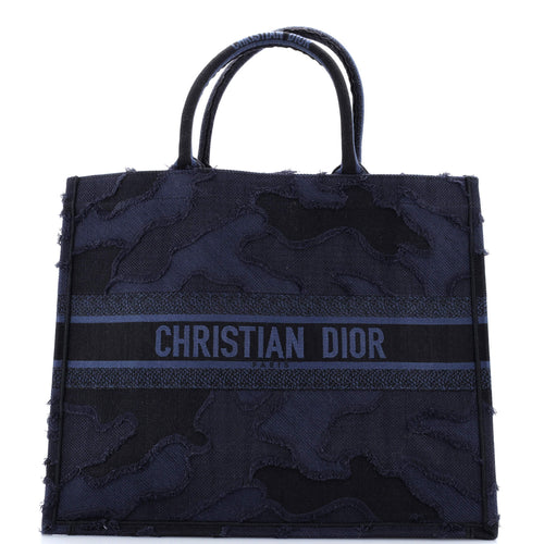 Book Tote Camouflage Embroidered Canvas Large