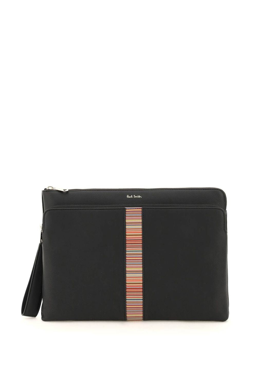 Paul Smith Men's Signture Stripe Leather Pouch in Black | M1A6797BMULTI