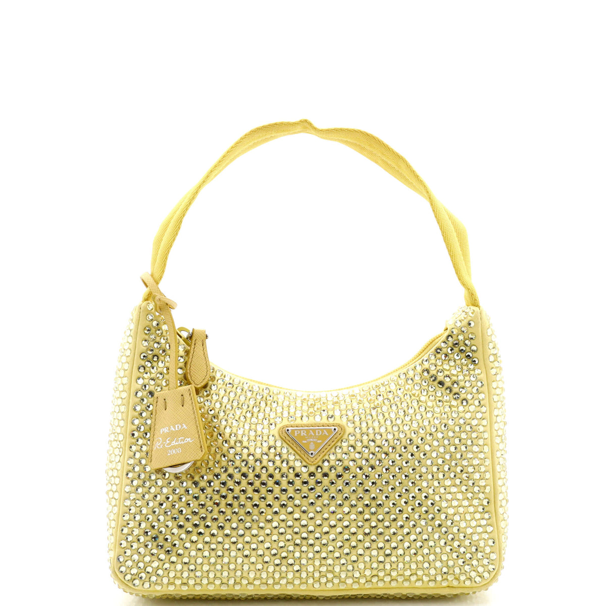 Prada PRADA Re-Edition 2000 Hobo Crystal Embellished Satin Mini