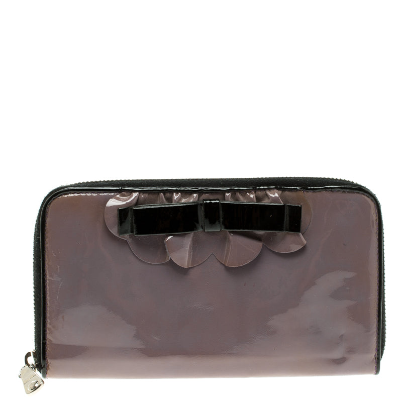 Miu Miu Lilac Patent Leather Zip Around Wallet