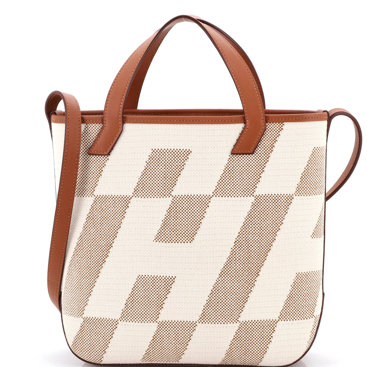 Herm?s Cabas H en Biais Tote Canvas with Leather 27