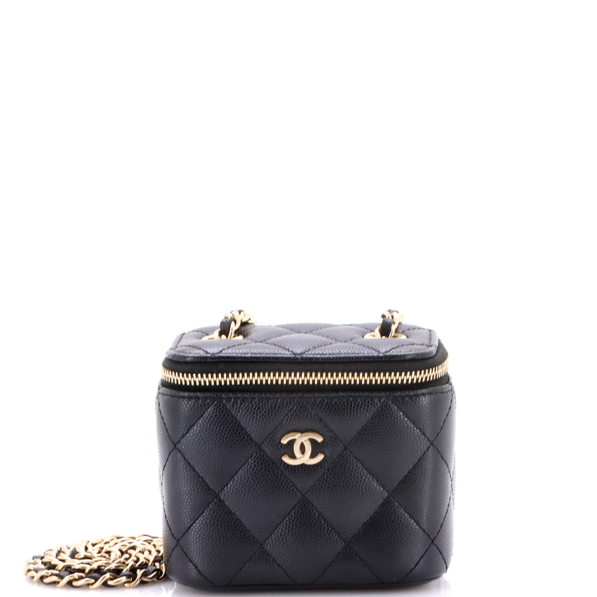 Chanel CHANEL Classic Vanity Case with Chain Quilted Caviar Mini
