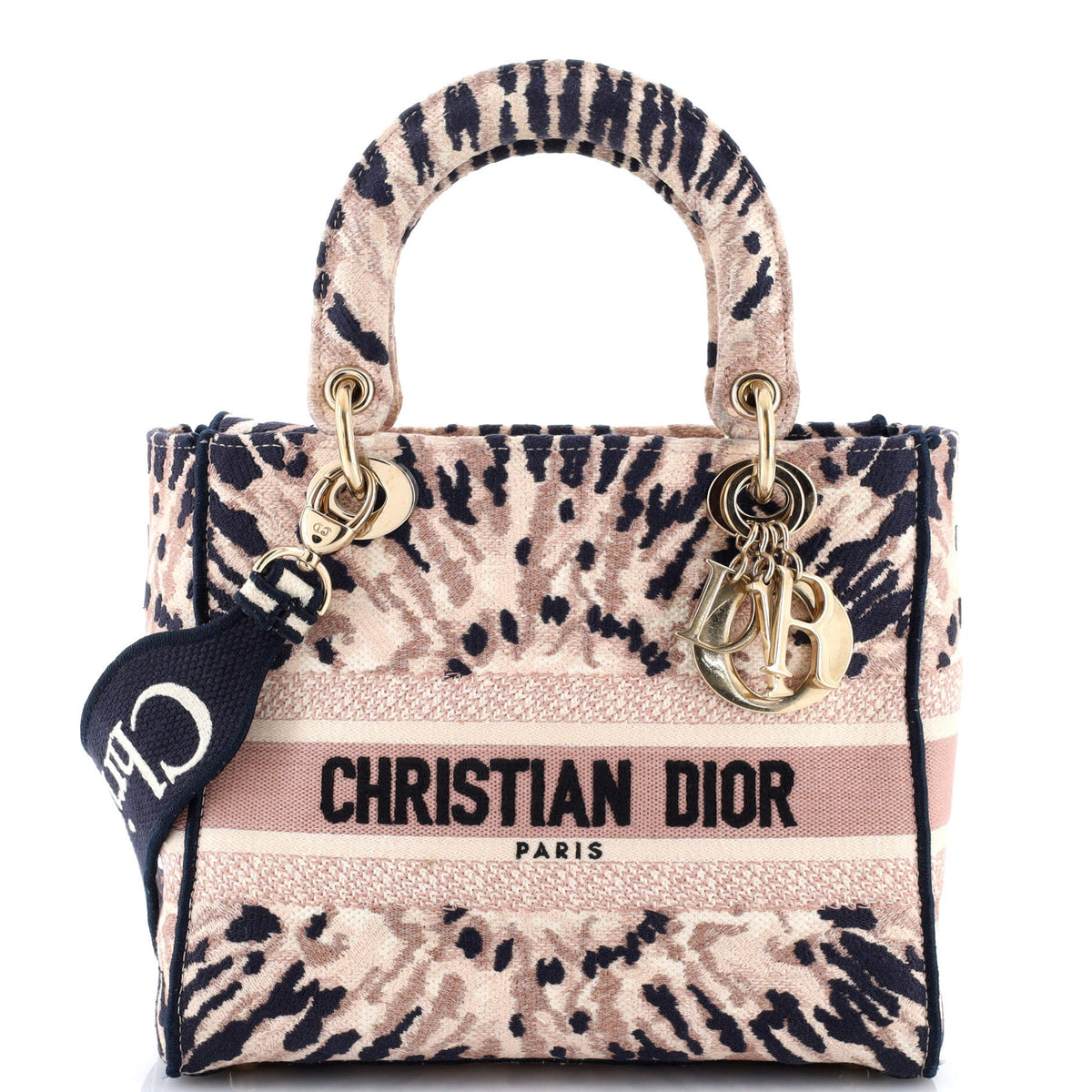 Christian Dior Lady D-Lite Bag Embroidered Canvas Medium