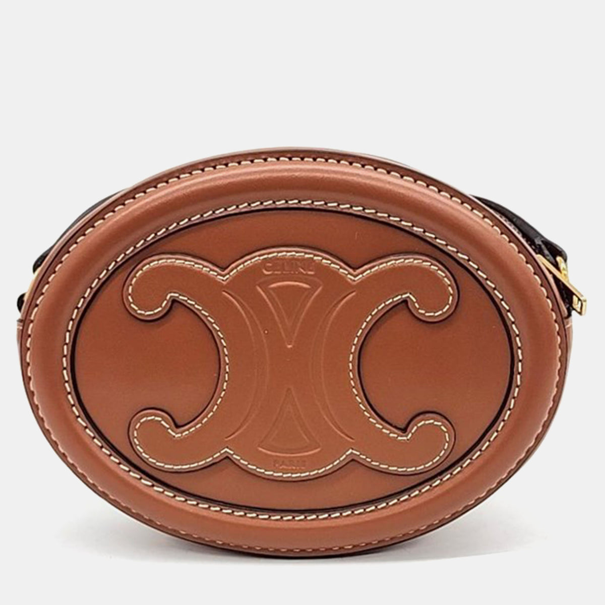 Celine Brown Leather Oval Pulse Crossbody Bag