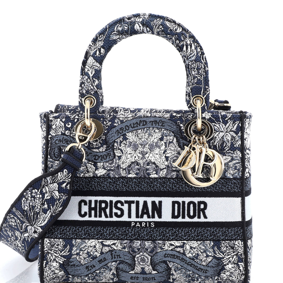 Christian Dior Lady D-Lite Bag Embroidered Canvas Medium