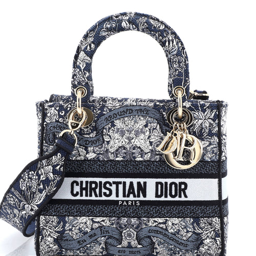 Lady D-Lite Bag Embroidered Canvas Medium