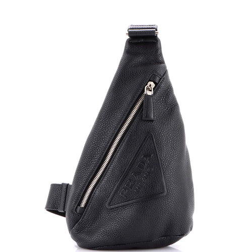 PRADA Triangle Logo Sling Bag Leather