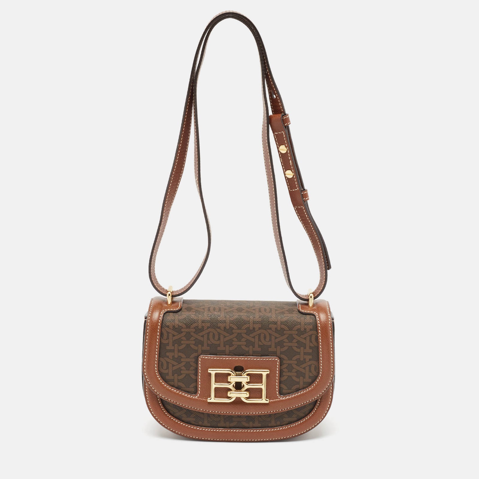 Bally Mini-Umhängetasche Bailey aus beschichtetem Canvas und Leder mit Monogramm in Braun