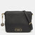 DKNY Black Leather Logo Flap Shoulder Bag