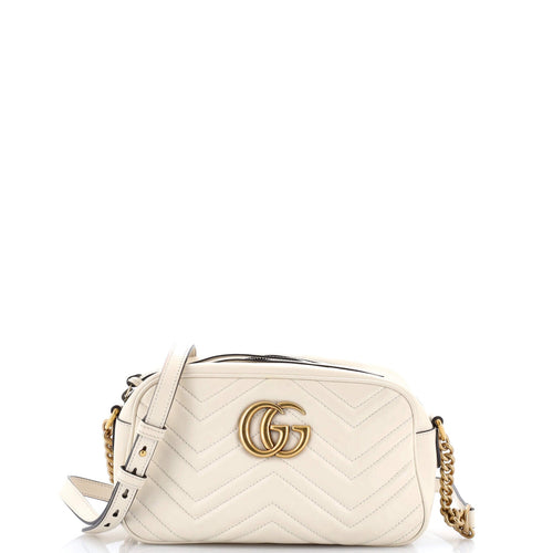 GUCCI GG Marmont Monochrome Shoulder Bag Matelasse Leather Small