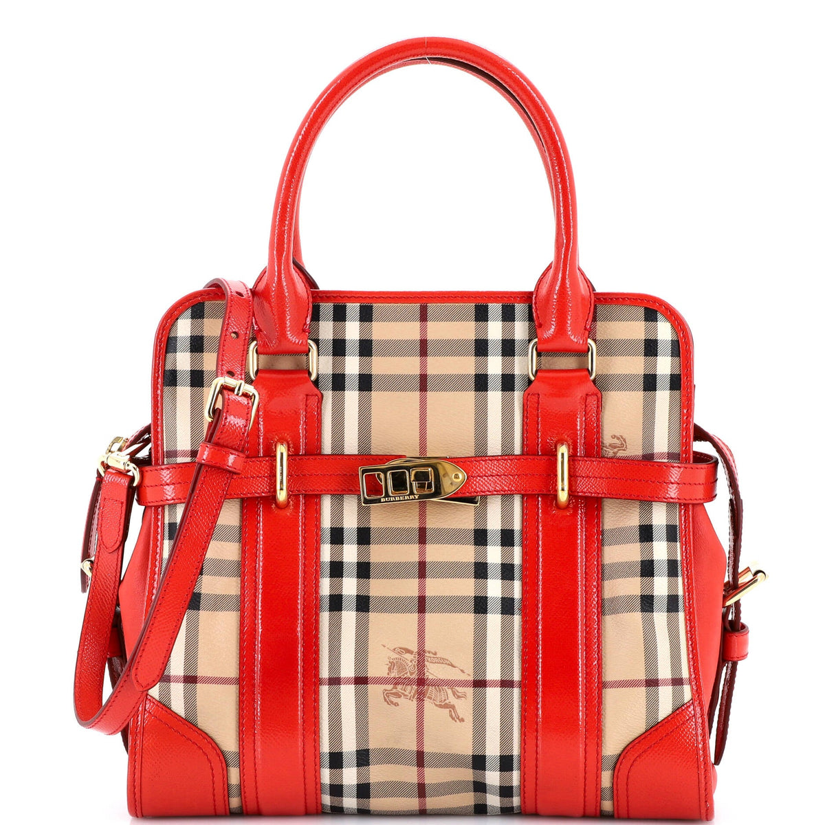 Burberry Minford Satchel Haymarket Coated Canvas Medium