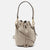 Grey Leather Mini Mon Tresor Drawstring Bucket Bag