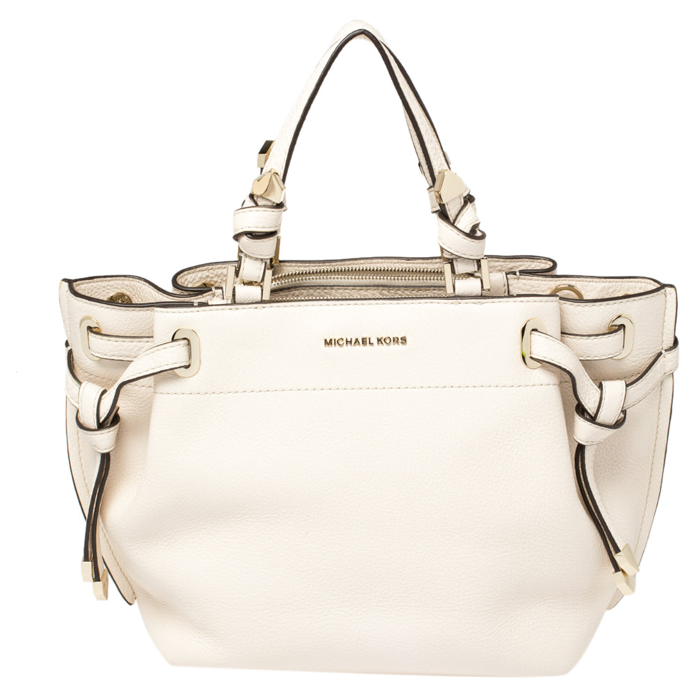 Michael Kors Cream Leather Greta Shoulder Bag