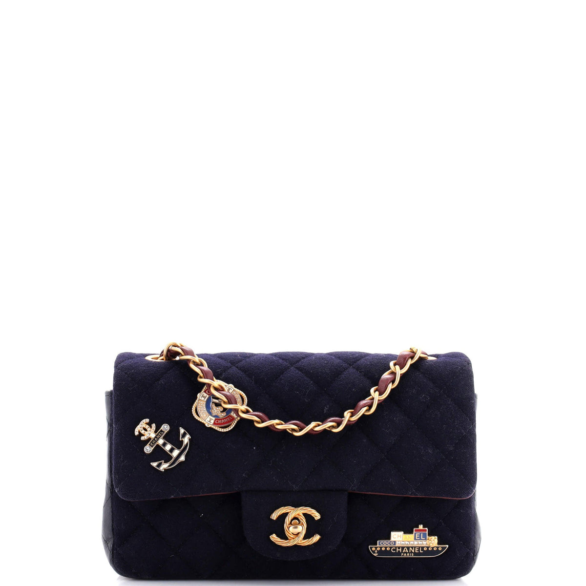Chanel CHANEL Paris-Hamburg Charms Classic Single Flap Bag Quilted Wool and Lambskin Mini
