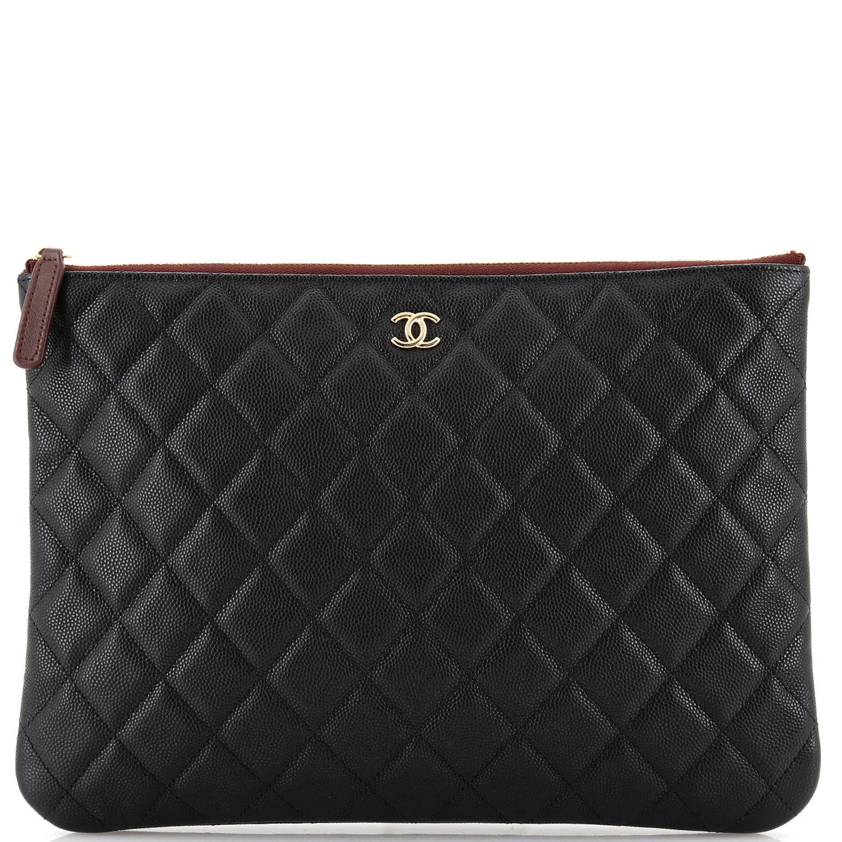 Chanel CHANEL O Case Clutch Quilted Caviar Medium