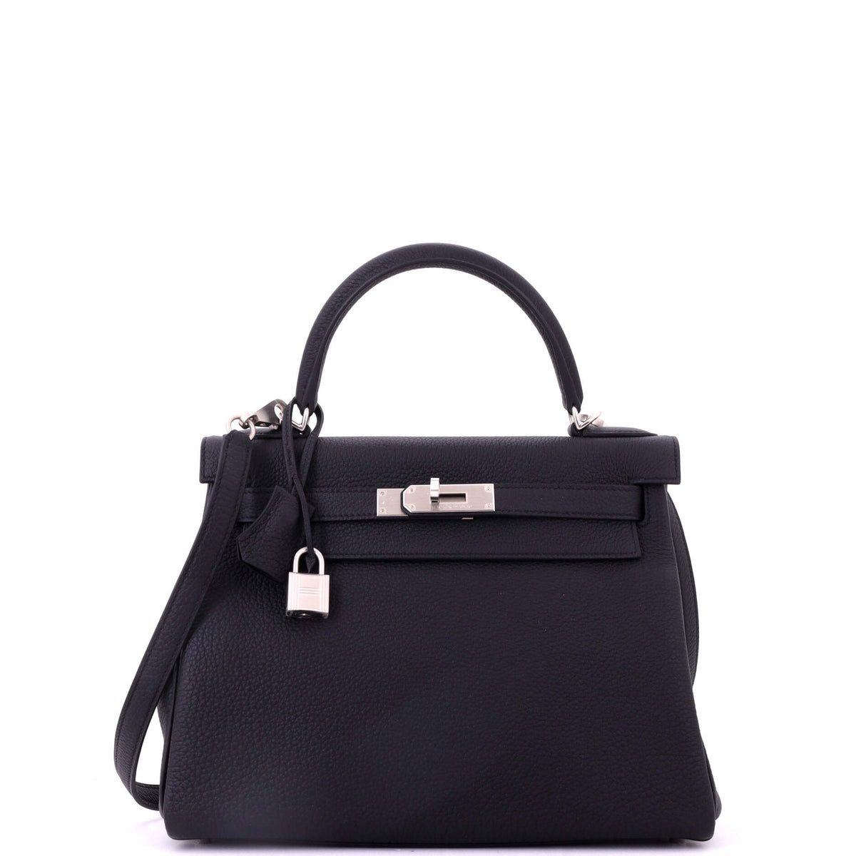 Herm?s Kelly Handbag Noir Togo with Brushed Palladium Hardware 28