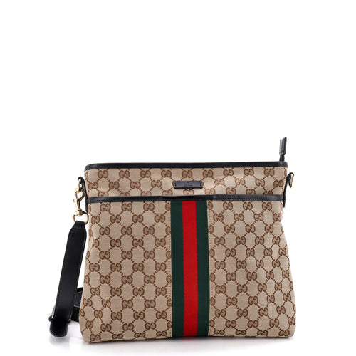 GUCCI Front Pocket Web Messenger GG Canvas Small