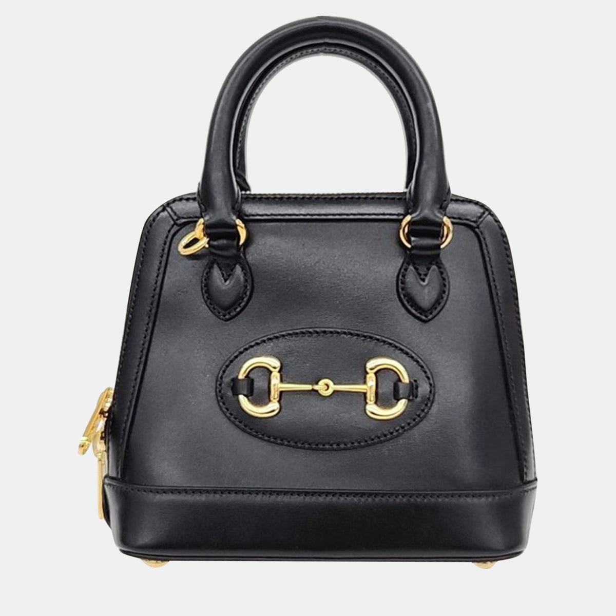 Gucci Black Leather Horsebit 1955 Mini Top Handle Bag