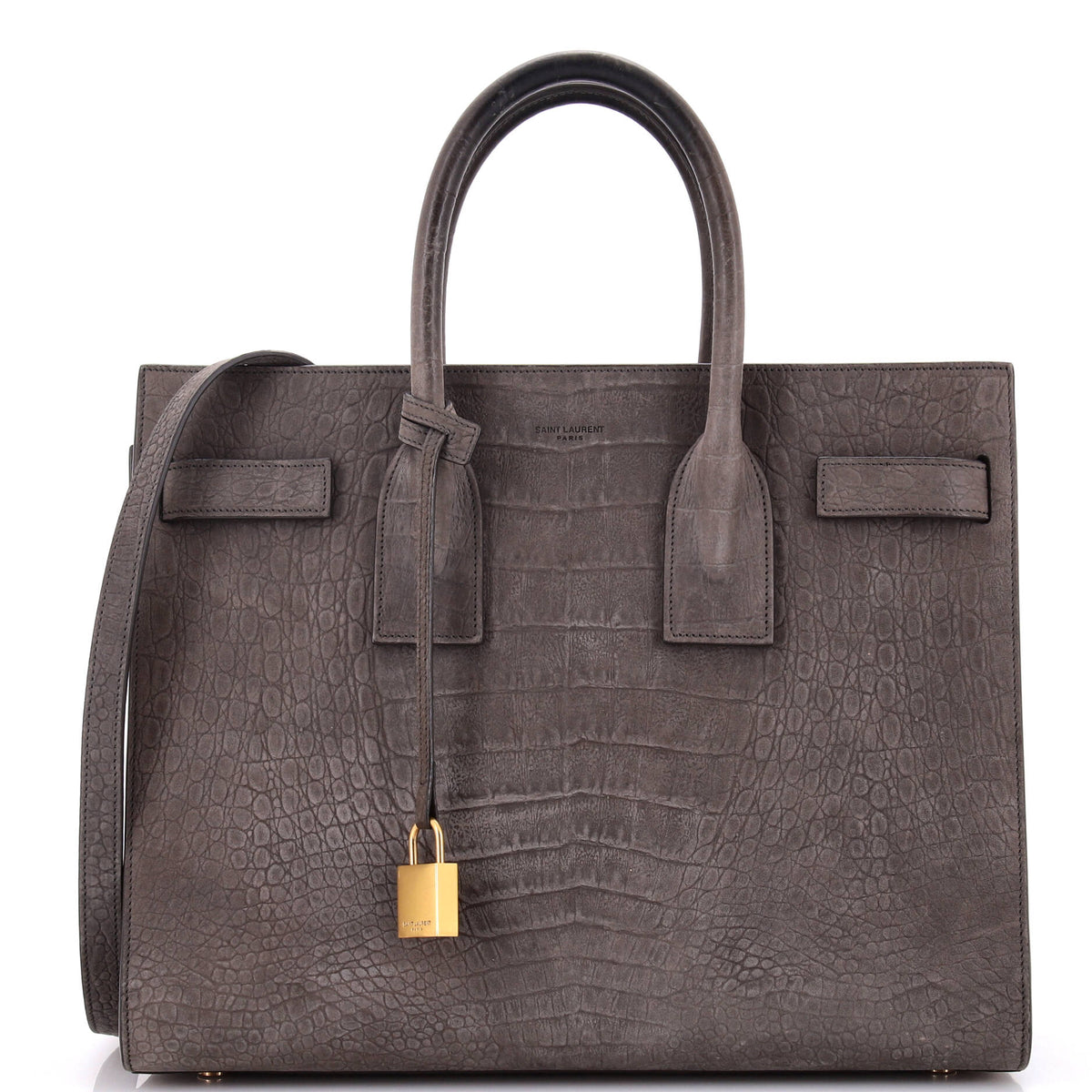 Saint Laurent Sac de Jour Bag Crocodile Embossed Nubuck Small
