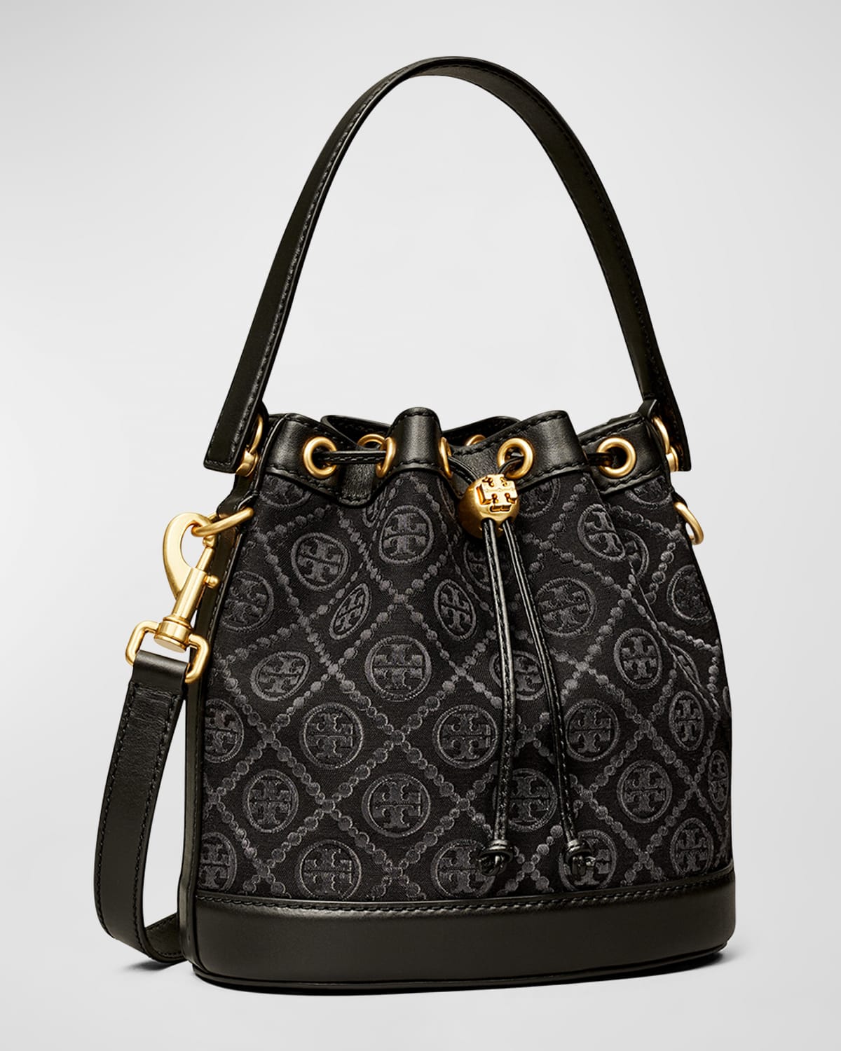 Tory Burch T Monogram Canvas Bucket Bag