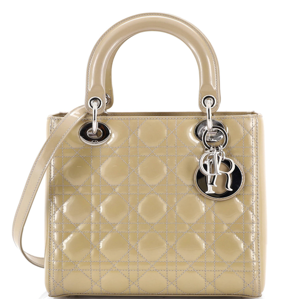 Christian Dior Lady Dior Bag Cannage Quilt Patent Medium